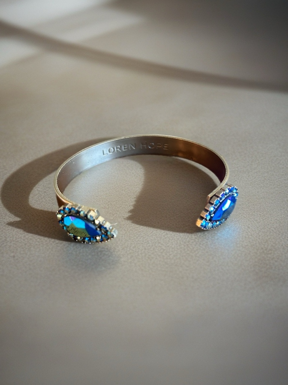 Loren Hope Blue Crystal Bracelet Brass Tones Fairycore